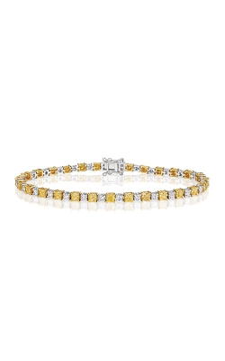 Albert's 18k Yellow and White Gold 5.07ctw Diamond and Yellow Diamond Tennis Bracelet B2310614