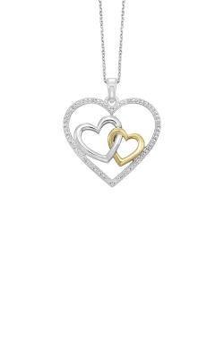 Albert's Sterling Silver and Gold .05ctw Diamond Heart Necklace PD10968-1YSSSC