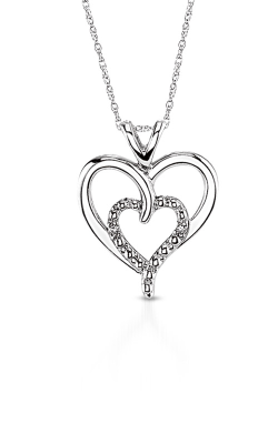 Albert`s Sterling Silver Diamond Double Heart Necklace PXD2540-SSS53