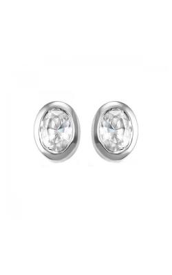 Albert`s 14k White Gold .16ctw Diamond Oval Stud Earrings ER10024-4WC
