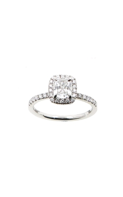 Albert`s 14k White Gold .88ctw Emerald Diamond Engagement Ring ER12232-E062A