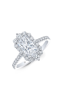 Albert`s 18k White Gold 2.76ctw Radiant Diamond Engagement Ring F84-2718