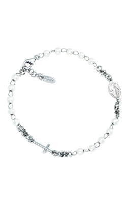 Amen Sterling Silver 8 Inch  White Pearl Rosary Bracelet BROBB3 US