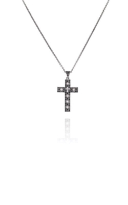 Amen Black Sterling Silver 18 Inch Black and White CZ Cross Necklace CCZNB US