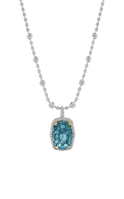 Ashley Lauren 18k White and Yellow Gold 27.97ctw Aquamarine and Diamond Necklace ALC524