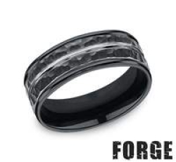 Benchmark Forge Men's 8mm Black Cobalt Hammered Comfort Fit Wedding Band - Size 10 - RECF58186CC10
