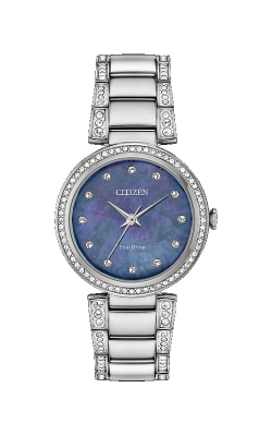 Citizen Silhouette Crystal Eco-Drive Ladies Watch with Blue Mother of Pearl Dial EM0840-59N