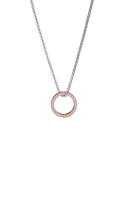 Elle Jewelry Sterling Silver Rose Tone Circle CZ Necklace N10150RWZ18
