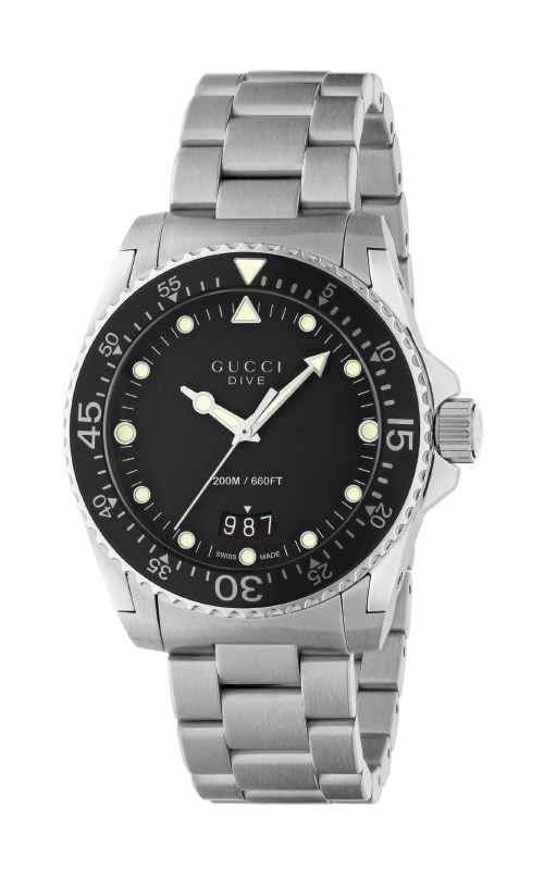 Gucci Dive Men`s 45mm Black Watch YA136209A