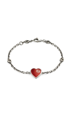Gucci Sterling Silver Red Heart Bracelet 7in YBA645546001018