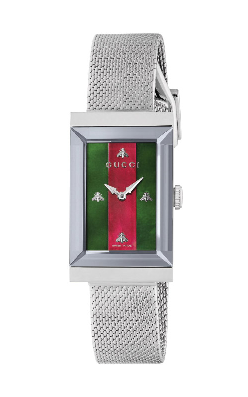 Gucci G-Frame Green and Red Mother of Pearl Bee Watch YA147401