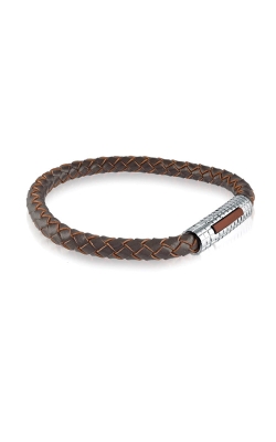 Italgem Steel Stainless Steel Brown Leather Bracelet SLB96