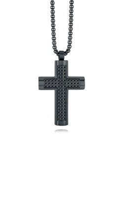 Italgem Stainless Steel Black Gunmetal CZ Cross Necklace SC142