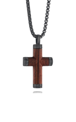 Italgem Stainless Steel Black Box Wood Cross Necklace SC183-BK