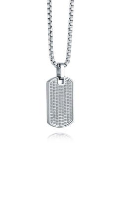 Italgem Stainless Steel Pave CZ Dog Tag Necklace SP282