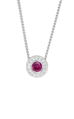 Kelly Waters Platinum Finish Sterling Silver Round Ruby Pendant BL2300N7S