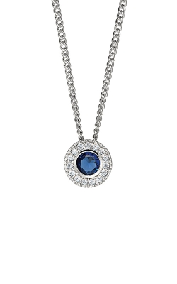 Kelly Waters Platinum Finish Sterling Silver Round Sapphire Pendant BL2300N9S