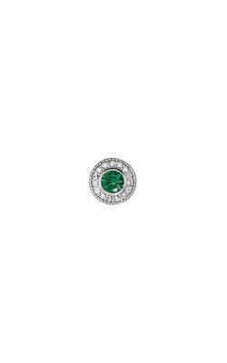 Kelly Waters Platinum Finish Sterling Silver Micropave Round Emerald Necklace Charm BL2300CH5S