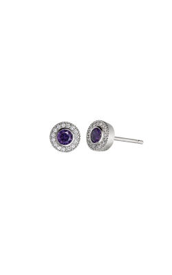 Kelly Waters Platinum Finish Sterling Silver Micropave Round Amethyst Earrings BL2300E2S