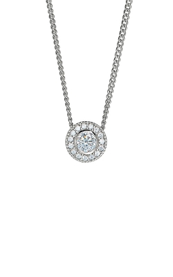 Kelly Waters Platinum Finish Sterling Silver Round Simulated Diamond Pendant BL2300N4S