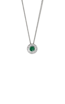 Kelly Waters Platinum Finish Sterling Silver Round Emerald Pendant BL2300N5S