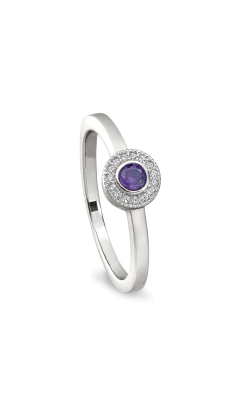 Kelly Waters Platinum Finish Sterling Silver Micropave Round Amethyst Ring BL2300R-7S-2