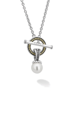 Lagos Sterling Silver and 18k Yellow Gold Pearl Toggle Necklace 04-81136-M18