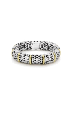 Lagos Sterling Silver and 18k Yellow Gold Signature Caviar Beaded Bracelet 05-80244-7