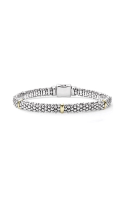 Lagos Sterling Silver and 18k Yellow Gold Signature Caviar Beaded Station Bracelet 05-80603-7
