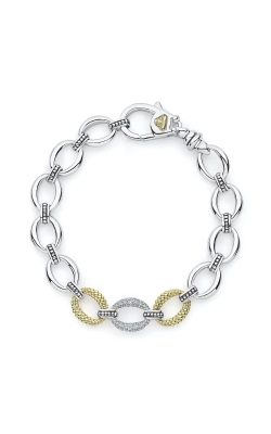 Lagos Sterling Silver and 18k Yellow Gold Caviar Lux Diamond Link Bracelet 05-81395-DD7