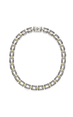 Lagos Sterling Silver and 18k Yellow Gold High Bar Caviar Link Necklace 04-80768-18
