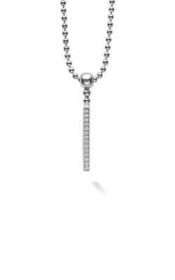 Lagos Sterling Silver Caviar Spark Diamond Bar Necklace  04-81061-DDML