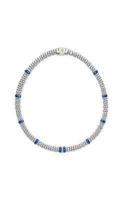 Lagos Sterling Silver Blue Caviar Single Station Diamond Necklace 04-81171-CL18