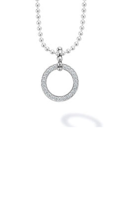 Lagos Sterling Silver Caviar Spark Diamond Circle Necklace 07-81165-DDML