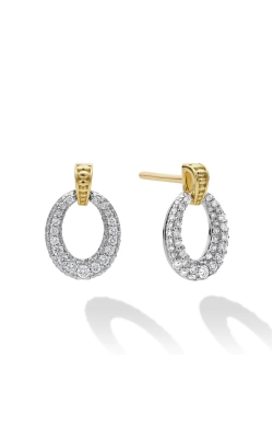 Lagos Caviar Lux 18k Gold Oval Drop Diamond Earrings 01-82019-DD