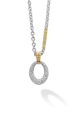 Lagos Caviar Lux Two Tone Oval Diamond Necklace 04-81194-DDML