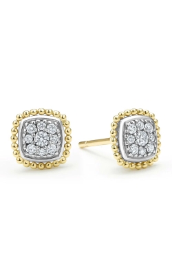 Lagos Sterling Silver and 18k Yellow Gold .23ctw Pave Rittenhouse Stud Earrings 01-82012-DD
