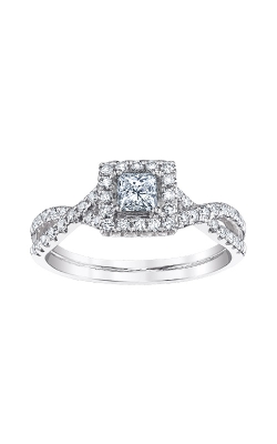 Love Story 14k White Gold Princess Cut Halo Engagement Ring AJ-R5740LJ