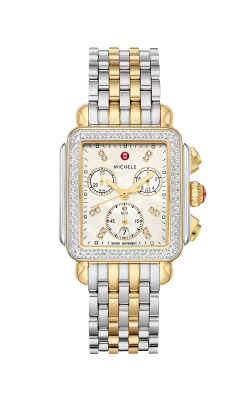 MICHELE Deco Two-Tone 18k Gold Diamond 33mm Watch MWW06A000776