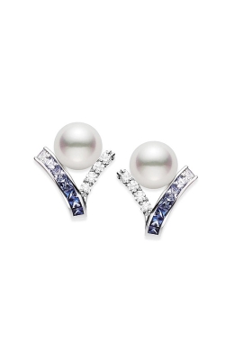 Mikimoto Ocean Collection Akoya Cultured Pearl and Sapphire Earrings MEA10338AZXW