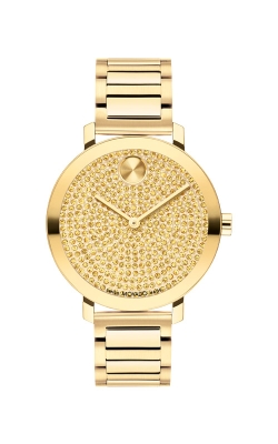Movado Ladies 34mm Bold Shimmer Goldtone Crystal Watch 3601152
