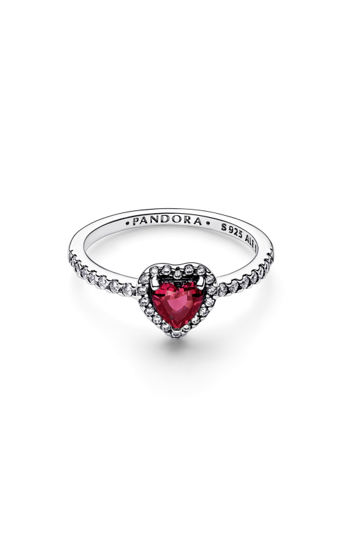 PANDORA ELEVATED RED HEART RING,, S925 ALE STERLING SILVER.