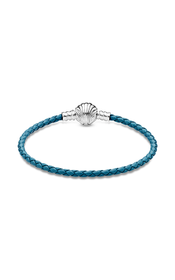 Pandora Moments Seashell Clasp Turquoise Braided Leather Bracelet 598951C01-S3