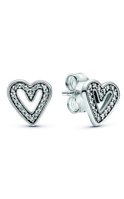 Pandora Sparkling Freehand Heart Stud Earrings 298685C01 (Retired)