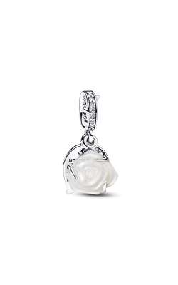 Pandora White Rose in Bloom Double Dangle Charm 793200C01