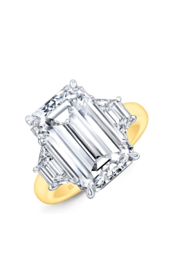 Rahaminov Diamonds 18k Yellow Gold & Platinum 7.59ct Emerald Cut & 1.13 Trapezoid Sides Engagement Ring FL-3911