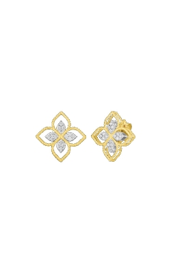 Roberto Coin 18k Yellow and White Gold .35ctw Principessa Large Flower Earrings 7772716AJERX