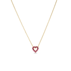 Roberto Coin 18k Yellow Gold .20ctw Ruby and Diamond Heart Necklace 000634AYCHXR