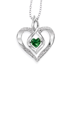 Rhythm of Love Sterling Silver Emerald Heart Pendant ROL1165E
