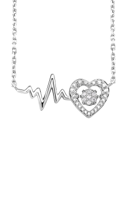 Albert's Sterling Silver .02ctw Diamond Heart and Heartbeat Necklace PD10924-SSSC